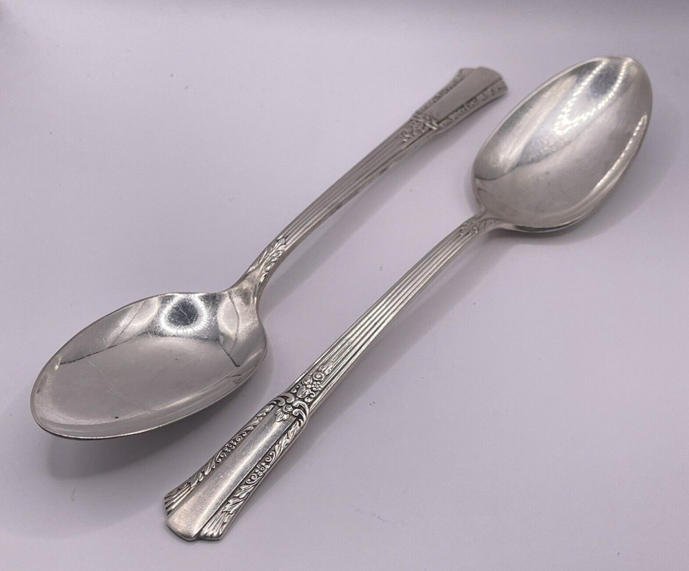 Wm Rogers TREASURE Silverplate 7 1/2" 7.5 Lot (2) Soup Spoon Silverware Overlaid